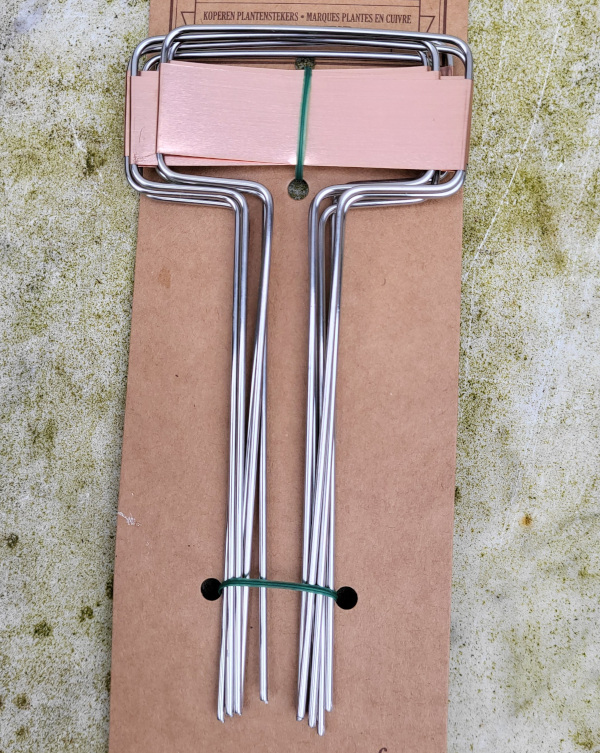 6 Koperkleurige plantenlabels
