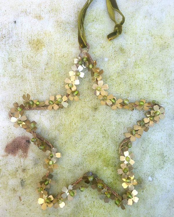 2 Kerststerretjes met kraaltjes